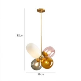 Lampada a sospensione nordica unica in vetro colorato, lampada a palloncino principessa per bambini