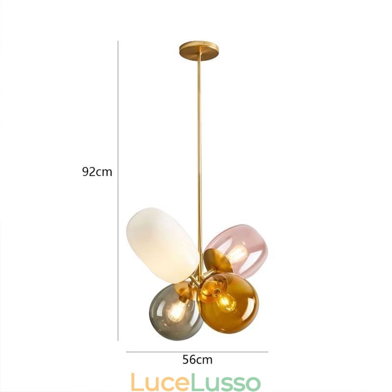 Lampada a sospensione nordica unica in vetro colorato, lampada a palloncino principessa per bambini