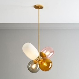 Lampada a sospensione nordica unica in vetro colorato, lampada a palloncino principessa per bambini