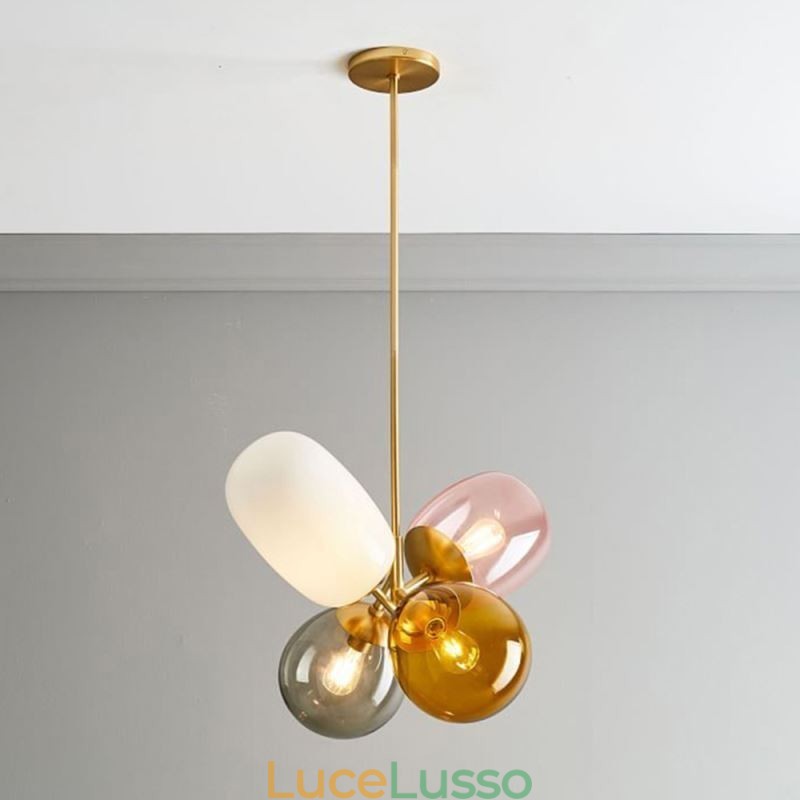 Lampada a sospensione nordica unica in vetro colorato, lampada a palloncino principessa per bambini