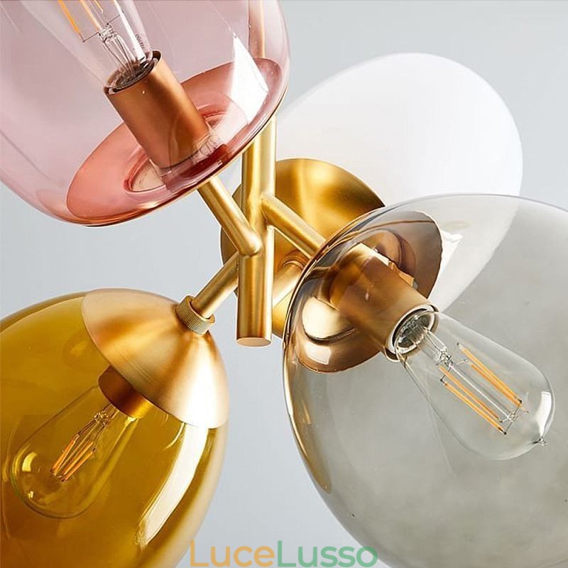 Lampada a sospensione nordica unica in vetro colorato, lampada a palloncino principessa per bambini