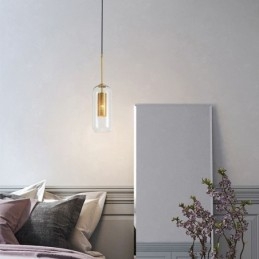 Lampada a sospensione in vetro trasparente nordico Lampada a sospensione unica in ottone con interno cavo