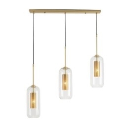 Lampada a sospensione in vetro trasparente nordico Lampada a sospensione unica in ottone con interno cavo