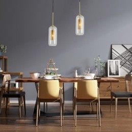Lampada a sospensione in vetro trasparente nordico Lampada a sospensione unica in ottone con interno cavo