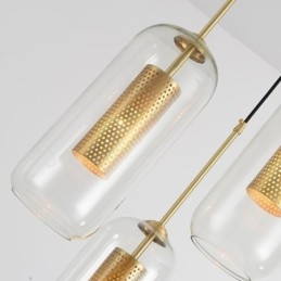 Lampada a sospensione in vetro trasparente nordico Lampada a sospensione unica in ottone con interno cavo