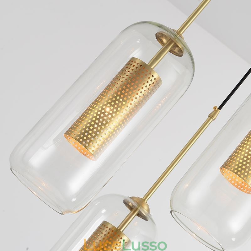 Lampada a sospensione in vetro trasparente nordico Lampada a sospensione unica in ottone con interno cavo