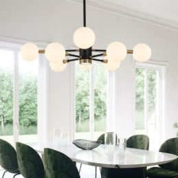 Lampada a sospensione in vetro nordico, lampada rotonda bianco latte, illuminazione a lampadario