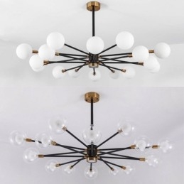 Lampada a sospensione in vetro nordico, lampada rotonda bianco latte, illuminazione a lampadario