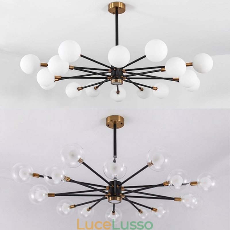 Lampada a sospensione in vetro nordico, lampada rotonda bianco latte, illuminazione a lampadario