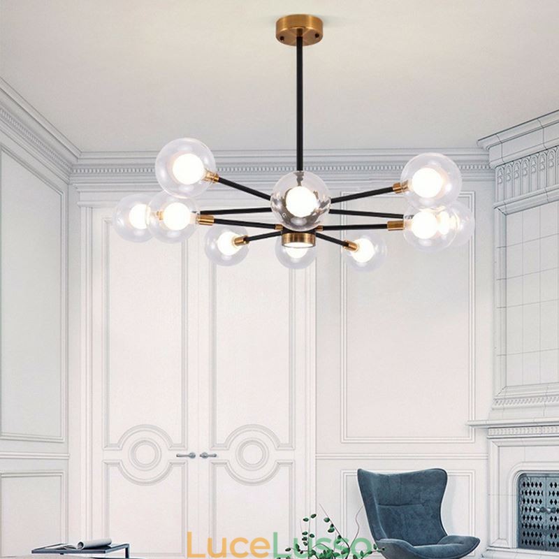 Lampada a sospensione in vetro nordico, lampada rotonda bianco latte, illuminazione a lampadario