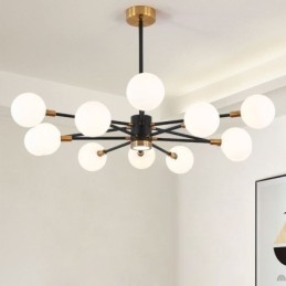 Lampada a sospensione in vetro nordico, lampada rotonda bianco latte, illuminazione a lampadario