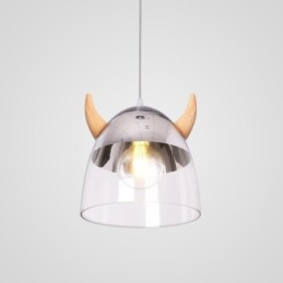 Lampada a sospensione classica in vetro con corno di legno Illuminazione creativa