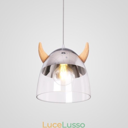 Lampada a sospensione classica in vetro con corno di legno Illuminazione creativa Lampada a sospensione classica in vetro con corno di legno Illuminazione creativa