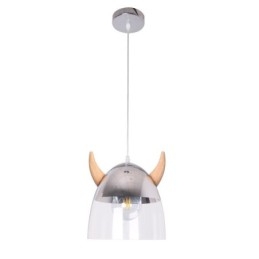 Lampada a sospensione classica in vetro con corno di legno Illuminazione creativa