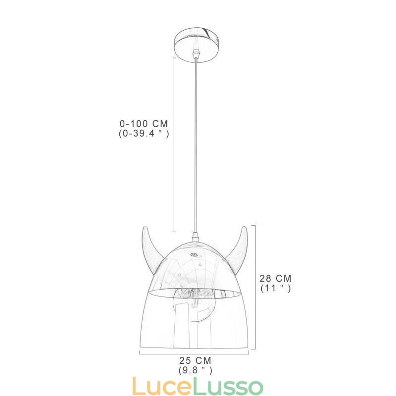 Lampada a sospensione classica in vetro con corno di legno Illuminazione creativa