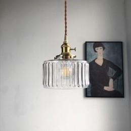 Lampada a sospensione in vetro trasparente a coste Jelly Jar con interruttore a torsione