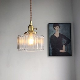 Lampada a sospensione in vetro trasparente a coste Jelly Jar con interruttore a torsione