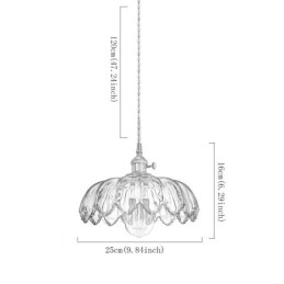 Lampada a sospensione moderna retrò in vetro con paralume a forma di fiore e interruttore a torsione