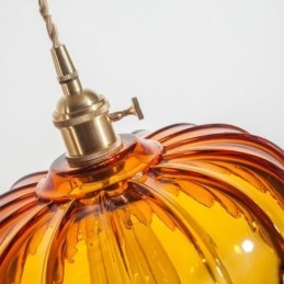 Lampada a sospensione moderna retrò in vetro con paralume a forma di fiore e interruttore a torsione