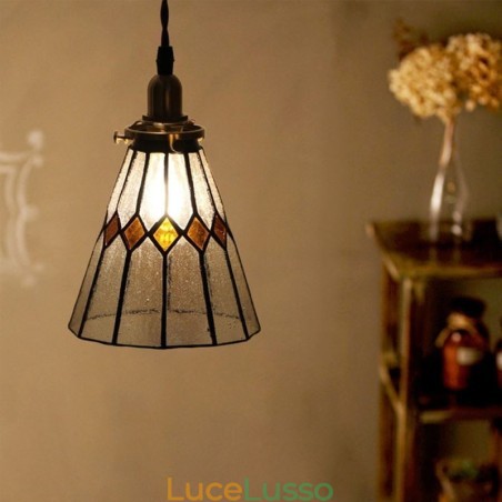 Lampada da soffitto rustica Lampada a sospensione in vetro colorato Lampada da soffitto rustica Lampada a sospensione in vetro colorato