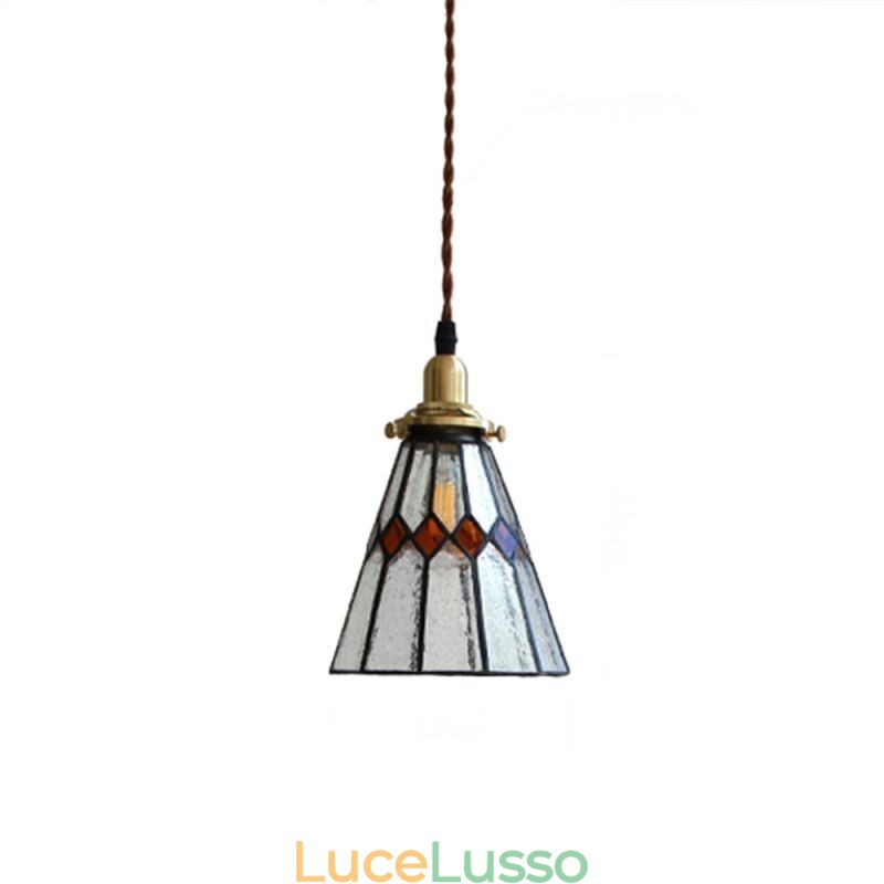 Lampada da soffitto rustica Lampada a sospensione in vetro colorato