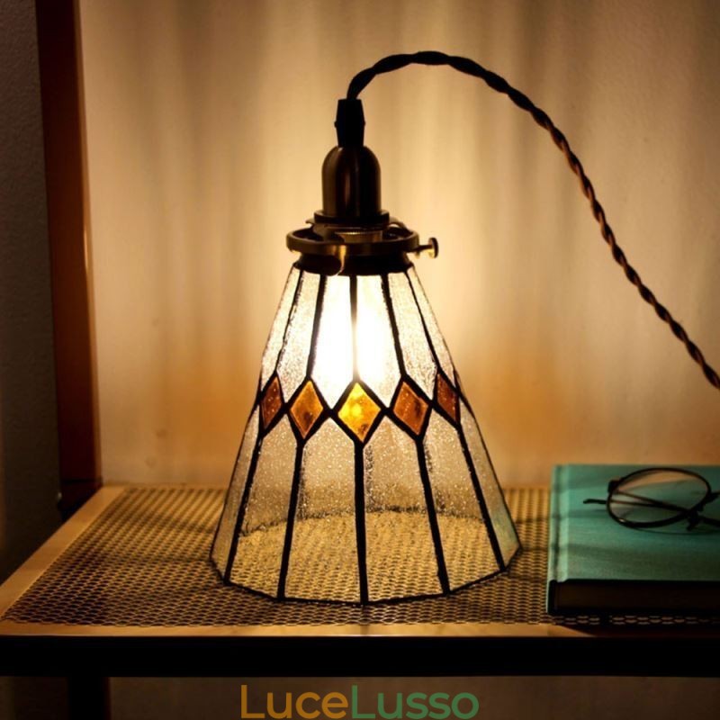 Lampada da soffitto rustica Lampada a sospensione in vetro colorato