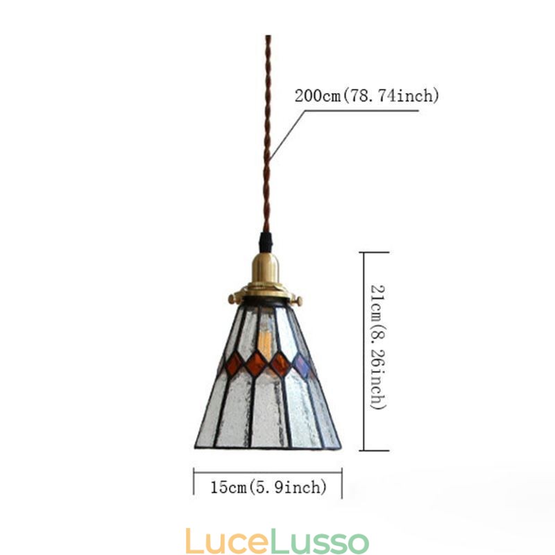 Lampada da soffitto rustica Lampada a sospensione in vetro colorato