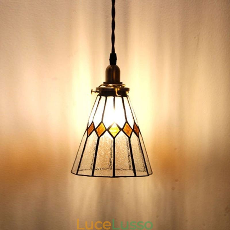 Lampada da soffitto rustica Lampada a sospensione in vetro colorato