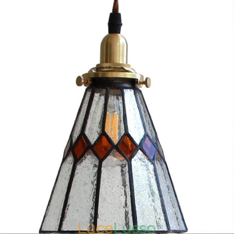 Lampada da soffitto rustica Lampada a sospensione in vetro colorato
