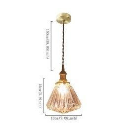 Lampada a sospensione in vetro a coste con diamante trasparente