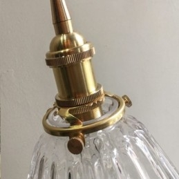 Lampada a sospensione in vetro a coste con diamante trasparente