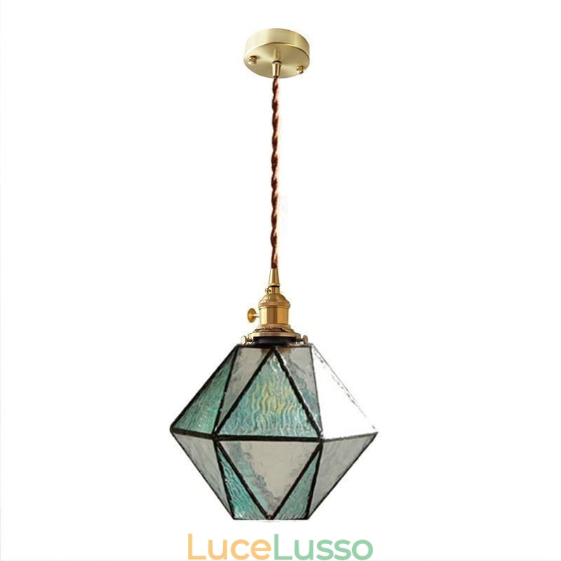 Lampada a sospensione geometrica in vetro colorato da fattoria