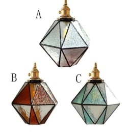 Lampada a sospensione geometrica in vetro colorato da fattoria