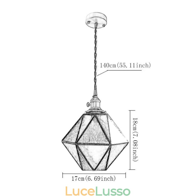 Lampada a sospensione geometrica in vetro colorato da fattoria