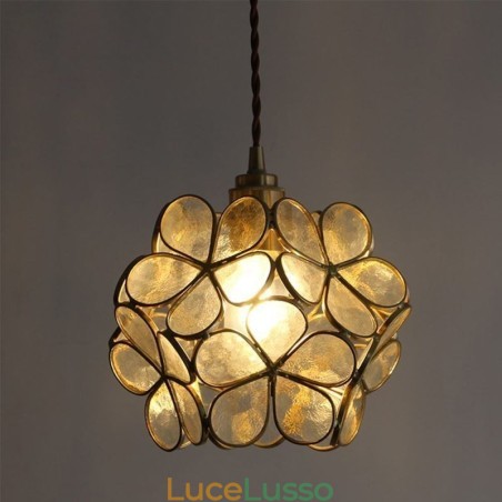 Lampada a sospensione creativa nordica in vetro per la casa, lampada a forma di petalo, lampada da comodino Lampada a sospensione creativa nordica in vetro per la casa, lampada a forma di petalo, lampada da comodino
