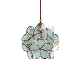 Lampada a sospensione creativa nordica in vetro per la casa, lampada a forma di petalo, lampada da comodino