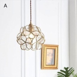Lampada a sospensione creativa nordica in vetro per la casa, lampada a forma di petalo, lampada da comodino