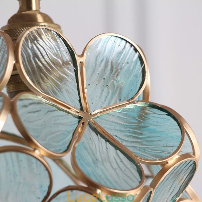 Lampada a sospensione creativa nordica in vetro per la casa, lampada a forma di petalo, lampada da comodino