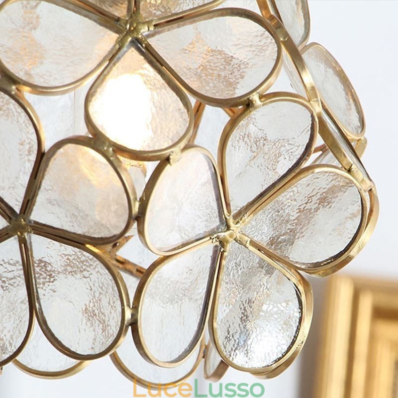 Lampada a sospensione creativa nordica in vetro per la casa, lampada a forma di petalo, lampada da comodino