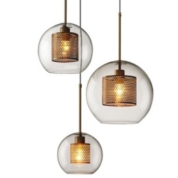 Lampada a sospensione nordica in vetro per la casa, lampada a forma di palla rotonda, lampada da comodino