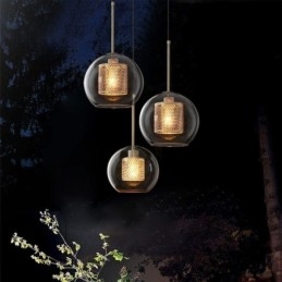 Lampada a sospensione nordica in vetro per la casa, lampada a forma di palla rotonda, lampada da comodino