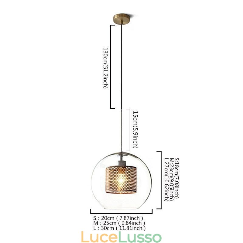 Lampada a sospensione nordica in vetro per la casa, lampada a forma di palla rotonda, lampada da comodino