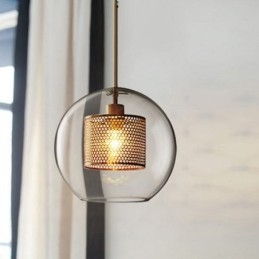 Lampada a sospensione nordica in vetro per la casa, lampada a forma di palla rotonda, lampada da comodino