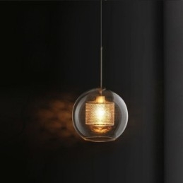 Lampada a sospensione nordica in vetro per la casa, lampada a forma di palla rotonda, lampada da comodino