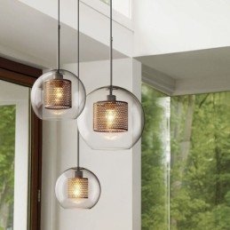Lampada a sospensione nordica in vetro per la casa, lampada a forma di palla rotonda, lampada da comodino