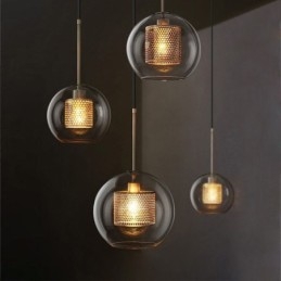 Lampada a sospensione nordica in vetro per la casa, lampada a forma di palla rotonda, lampada da comodino