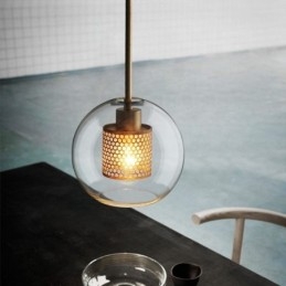 Lampada a sospensione nordica in vetro per la casa, lampada a forma di palla rotonda, lampada da comodino