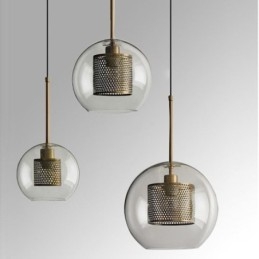 Lampada a sospensione nordica in vetro per la casa, lampada a forma di palla rotonda, lampada da comodino
