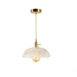 Grande lampada da soffitto in vetro trasparente a coste, illuminazione per la casa con interruttore a torsione, luce calda e rilassante
