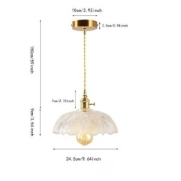 Grande lampada da soffitto in vetro trasparente a coste, illuminazione per la casa con interruttore a torsione, luce calda e rilassante